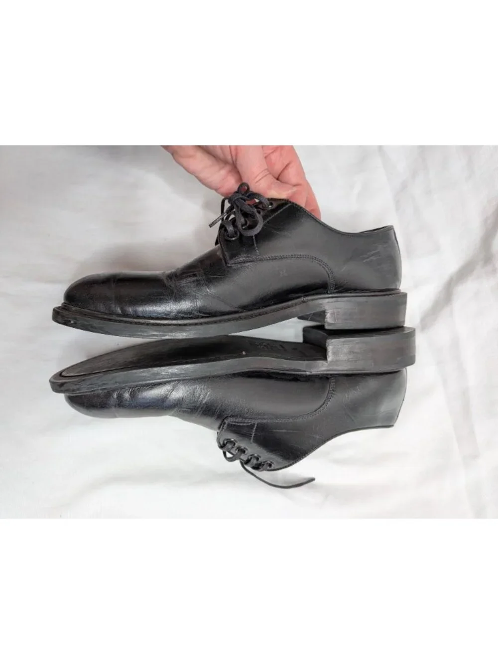 Loewe Mens Black Leather Lace-Up Derby Shoes Size 39
